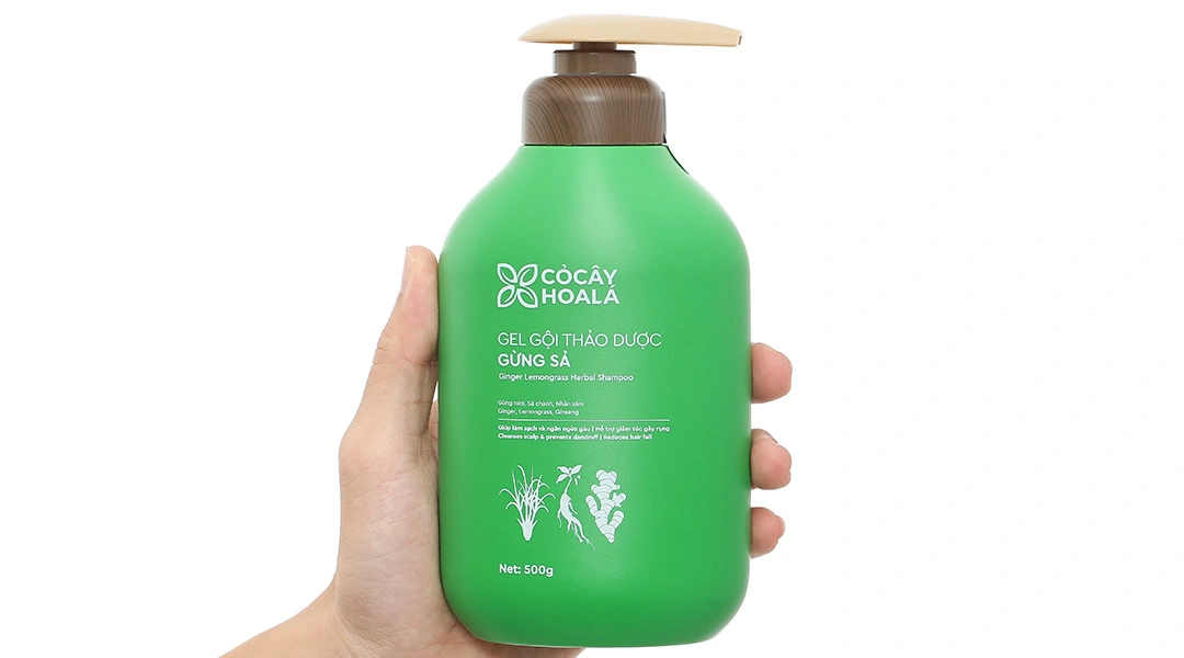Gel gội thảo dược Gừng Sả Cỏ Cây Hoa Lá ngăn dầu, dưỡng ẩm chai 500g - 6